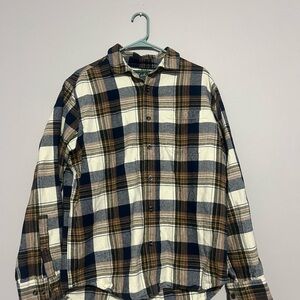 Men's Plaid Shirt -‎ Blue, Brown, and White